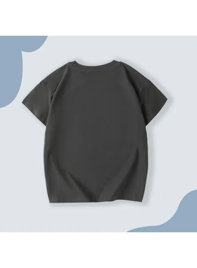Футболка с принтом букв для мальчиков хлопковая Jeanswest, темно-серый — фото 3