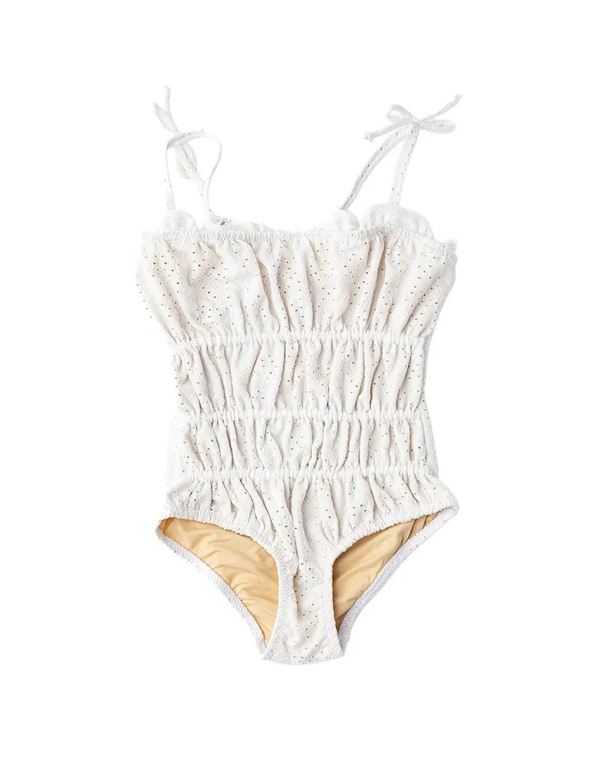 Детский слитный купальник для девочек с вышивкой Shade Critters, White