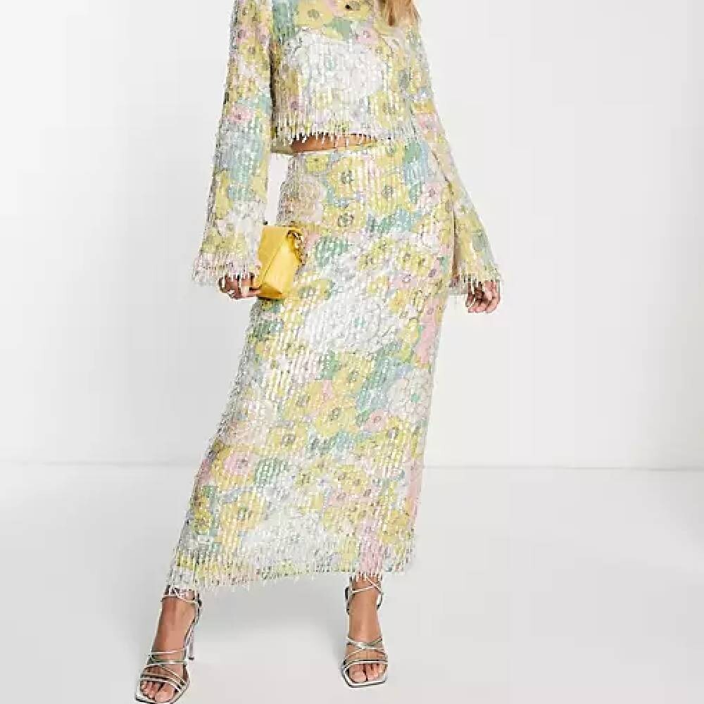 

Юбка Asos Edition Pastel Floral Midi, разноцветный