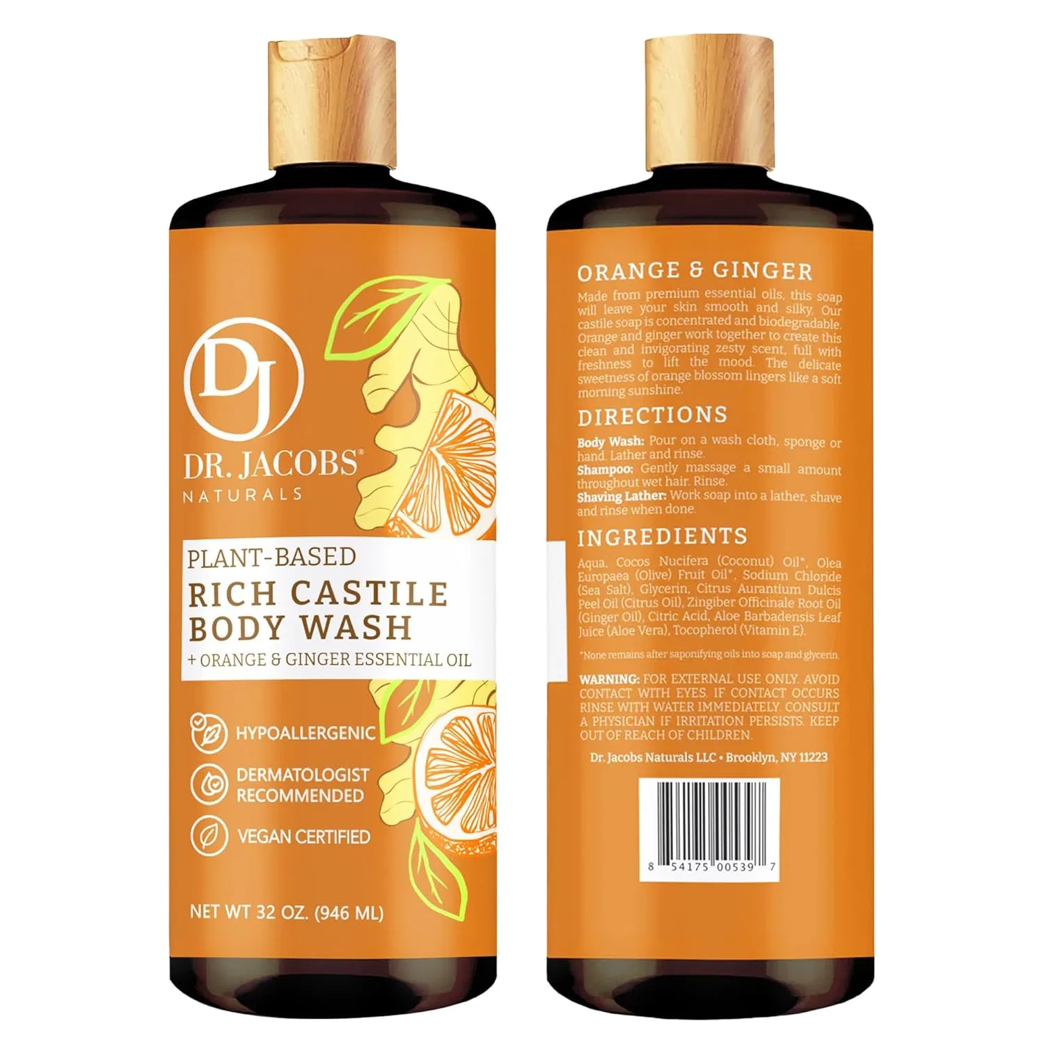 Гель для душа Кастильское мыло DR.JACOBS NATURALS, 900мл, Citrus — фото 2