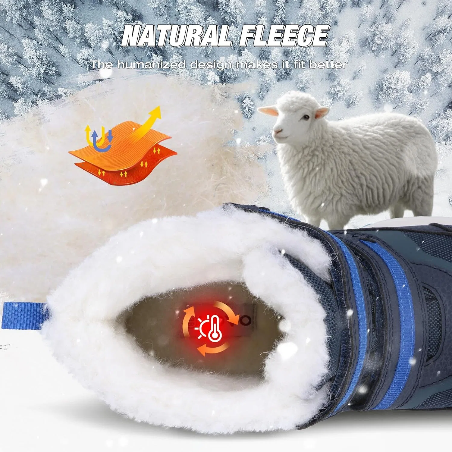 Детские зимние ботинки для мальчиков с мехом Eggseed, Navy — фото 4