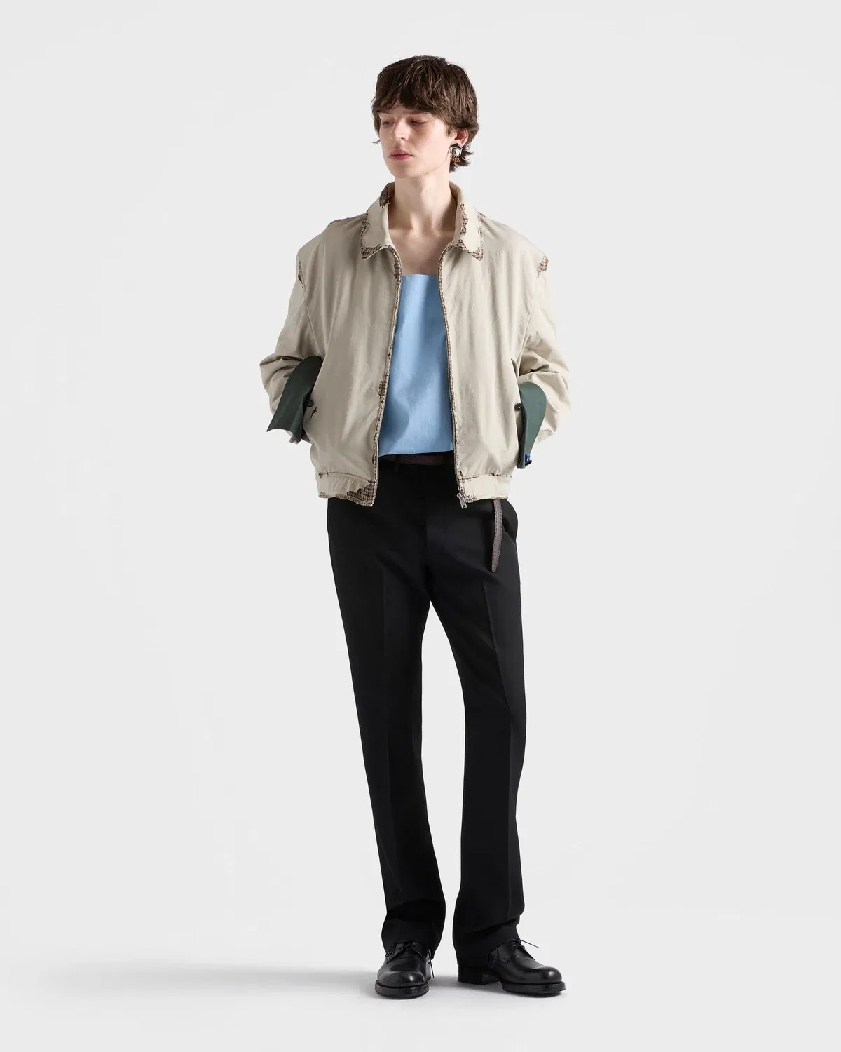 Легкая куртка свободного кроя Prada, бежевый — фото 2