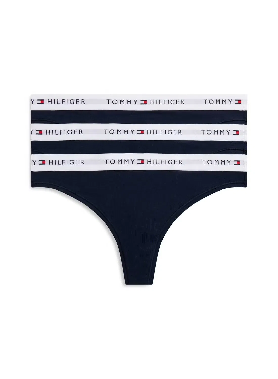 Трусы-танга с логотипом на поясе, комплект из 3 штук, Tommy Hilfiger, темно-синий