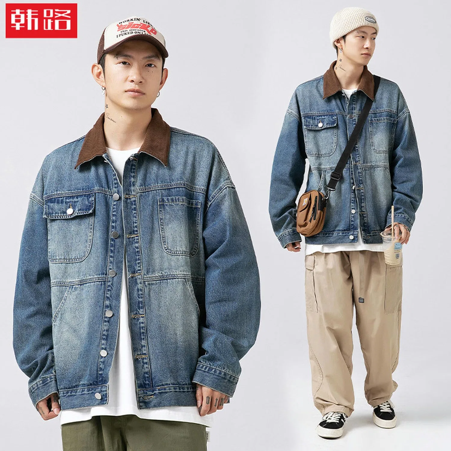 Мужская джинсовая куртка с потертостями, модель Japanese Distressed Washed Denim Jacket, blue — фото 2