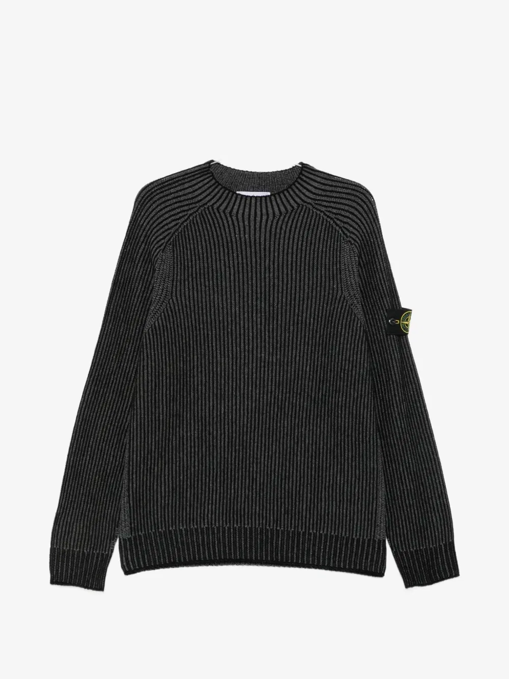 Джемпер с ребристой вязкой и нашивкой с логотипом Stone Island, черный