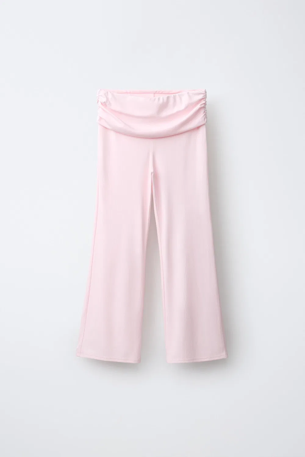 Расклешенные брюки с отворотами и сборками ZARA, Pastel pink
