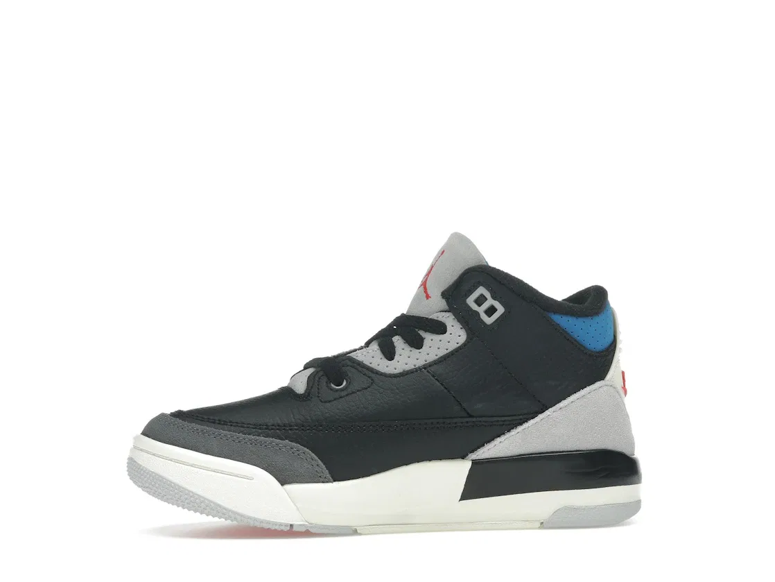 Детские кроссовки Lifestyle Jordan 3 Retro OG, Black/Chile Red/Neutral Grey/Military Blue/Coconut Milk — фото 3