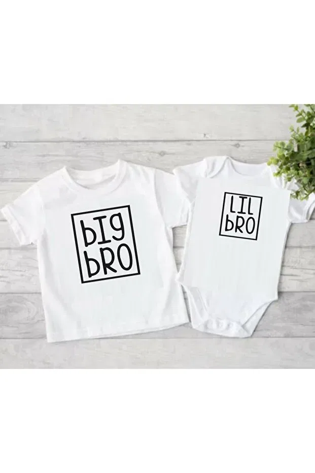 Детская футболка для девочек с принтом Big bro lil bro brother sister tshirt bodysuit Venüsdijital, White
