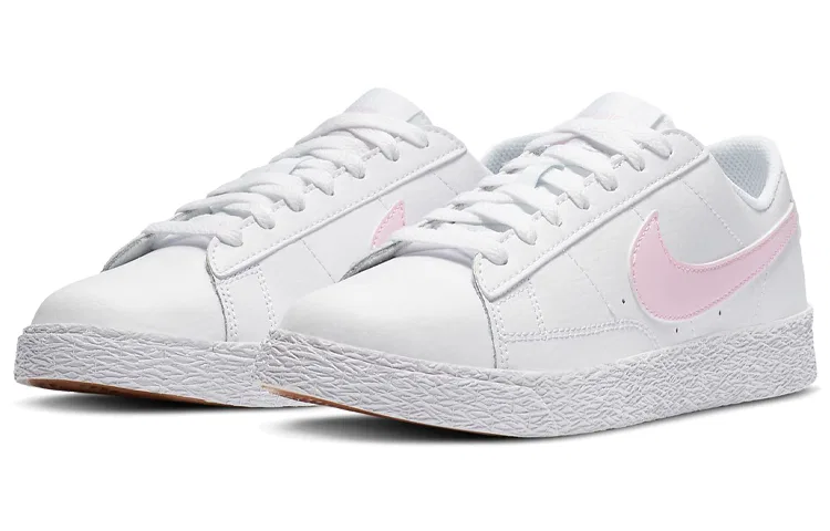 Детские кроссовки для скейтбординга с белой кожей Blazer Low White Pink Foam Nike, White Pink Foam — фото 4