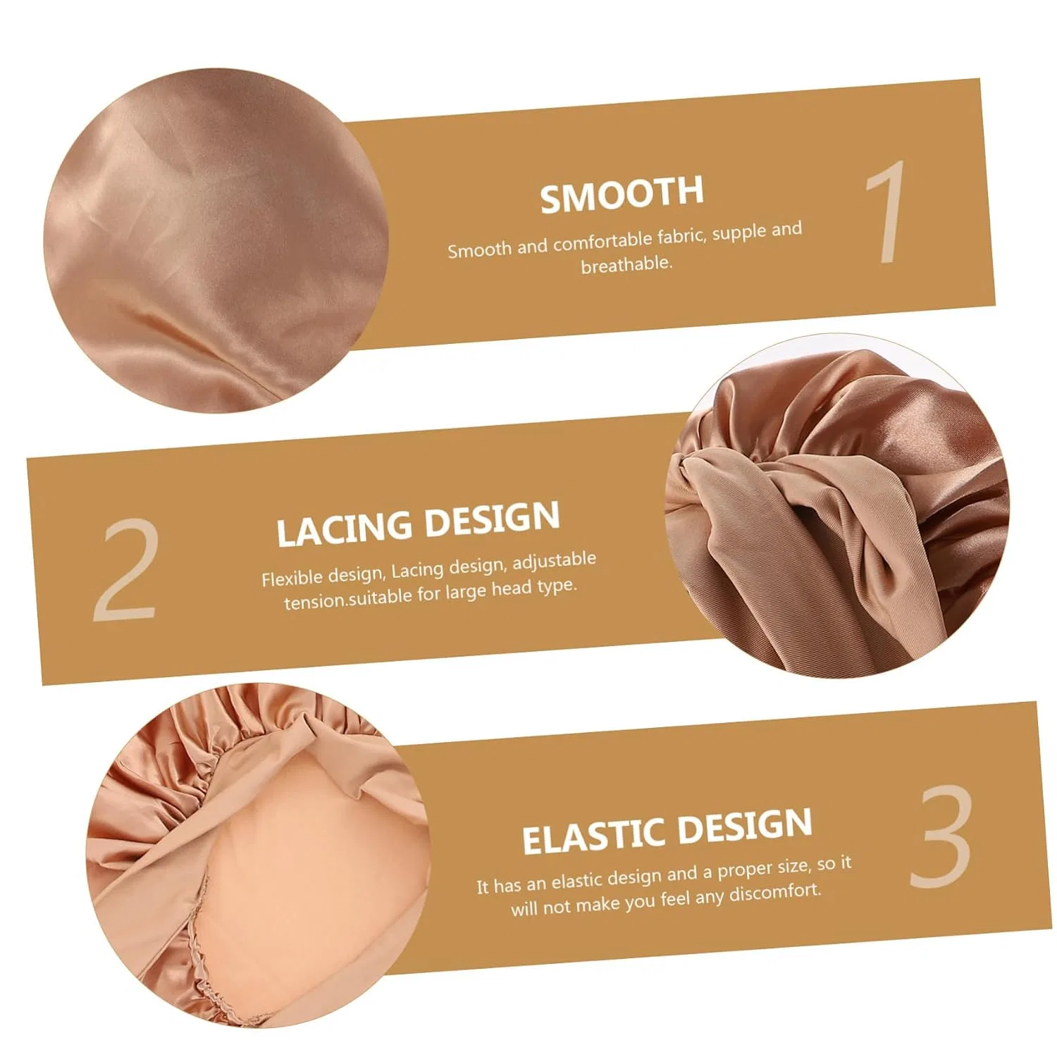 Шапочка для душа Satin эластичная, 2 шт, Schwarz Gold Kailiketiy — фото 4
