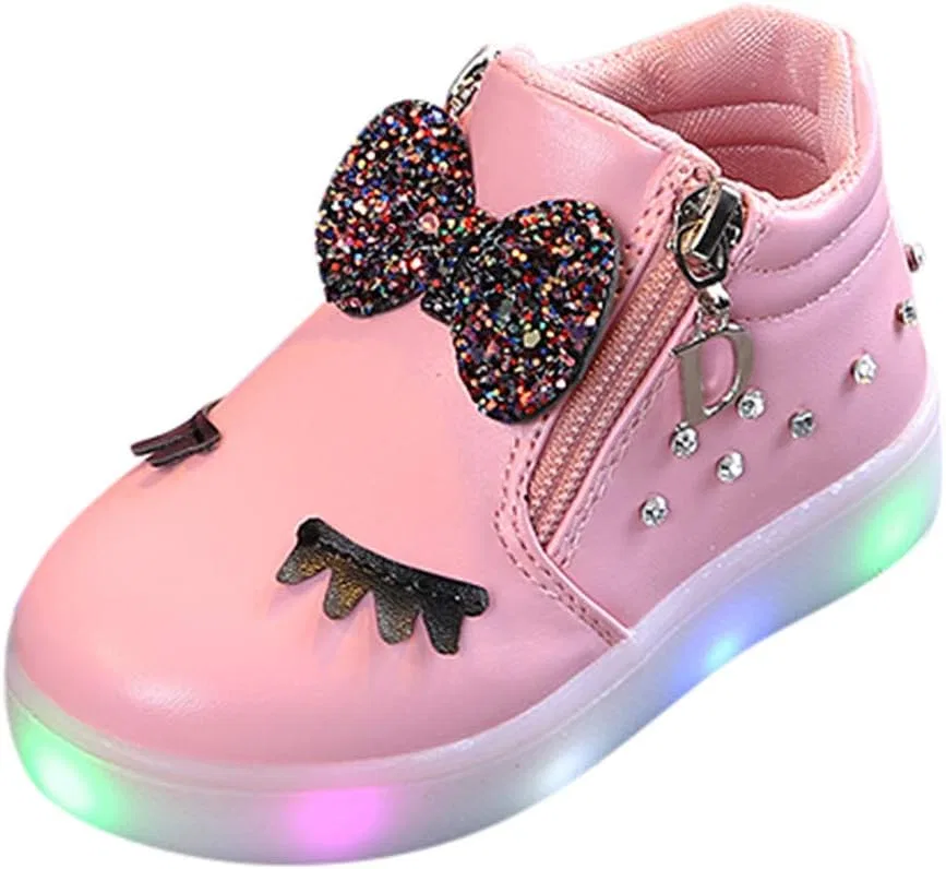 Детские кроссовки для девочек с подсветкой и стразами High Top Slip On, Pink