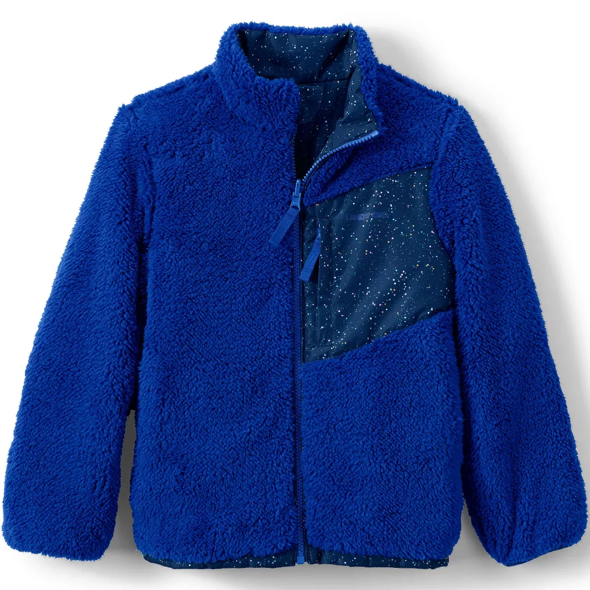 Детский пуховик реверсивный с принтом Reversible Fleece Puffer Jacket Lands' End, Night Sky Print — фото 3