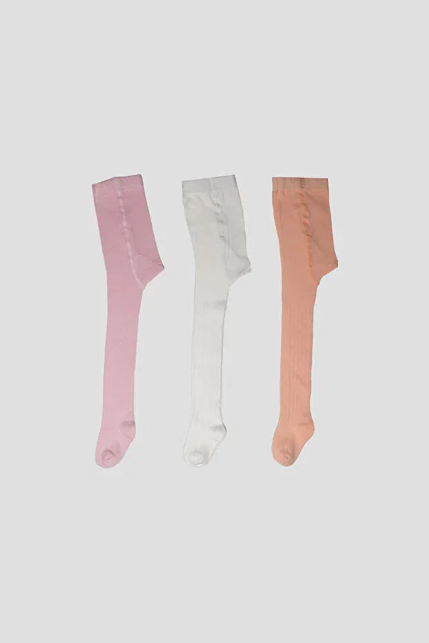 Детские колготки для девочек хлопковые, 3 шт., Defne Baby, Orange-Pink-White — фото 4