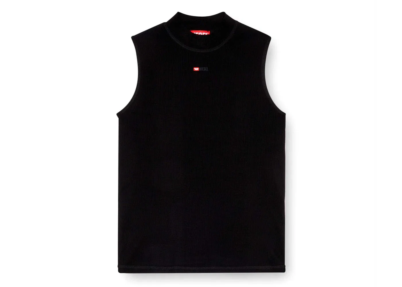Женская майка с принтом Microdiv Mock Neck Ribbed Diesel, черный