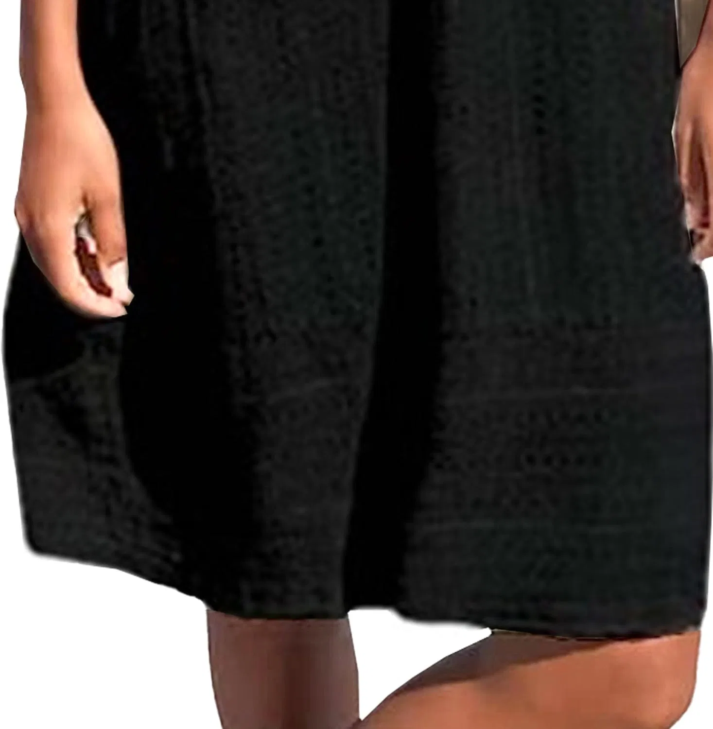 Женское платье-туника с V-образным вырезом Cotton Linen, Black — фото 4