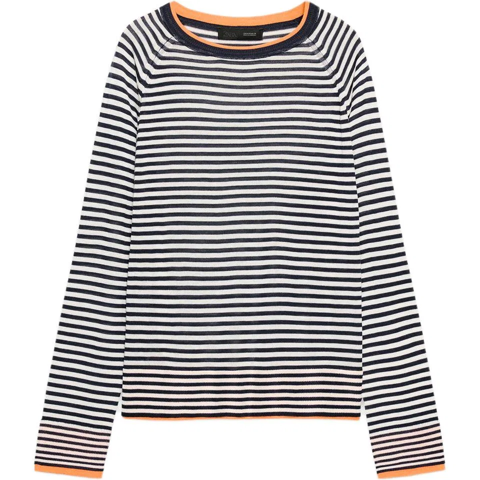 Женский свитер в полоску с круглым вырезом ZARA, Stripes