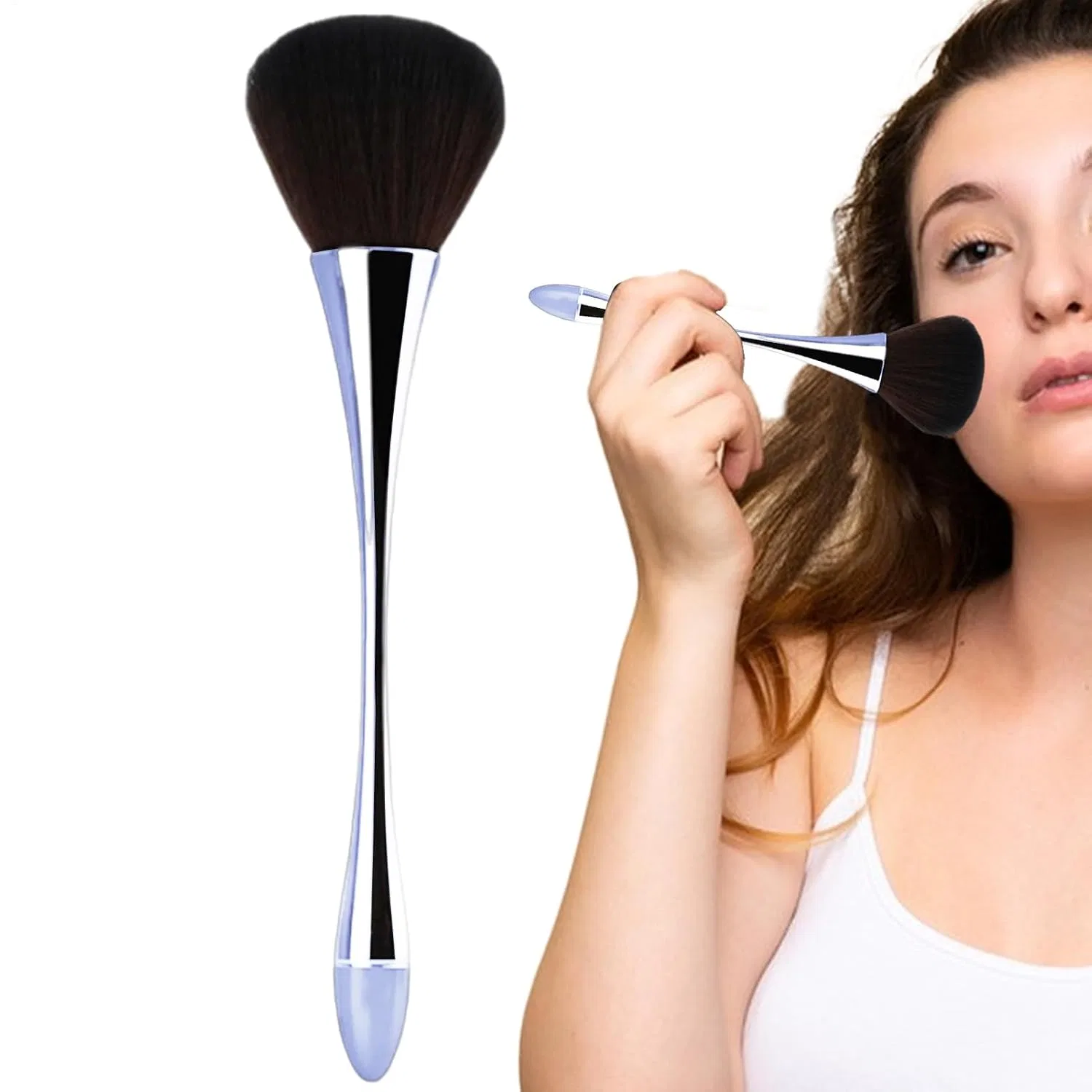 Пудровый румяна-кисть для лица, Faserhaar + ABS, 18 г, grau/blau Generisch