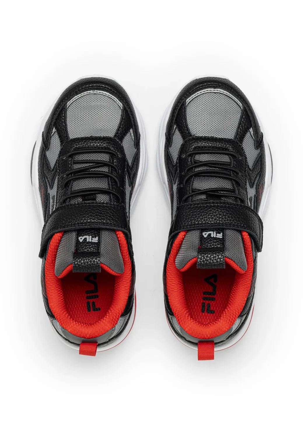 Обувь Madrun на липучках, детская, унисекс - скейтбордистские кроссовки Fila, Black-Fila Red — фото 3