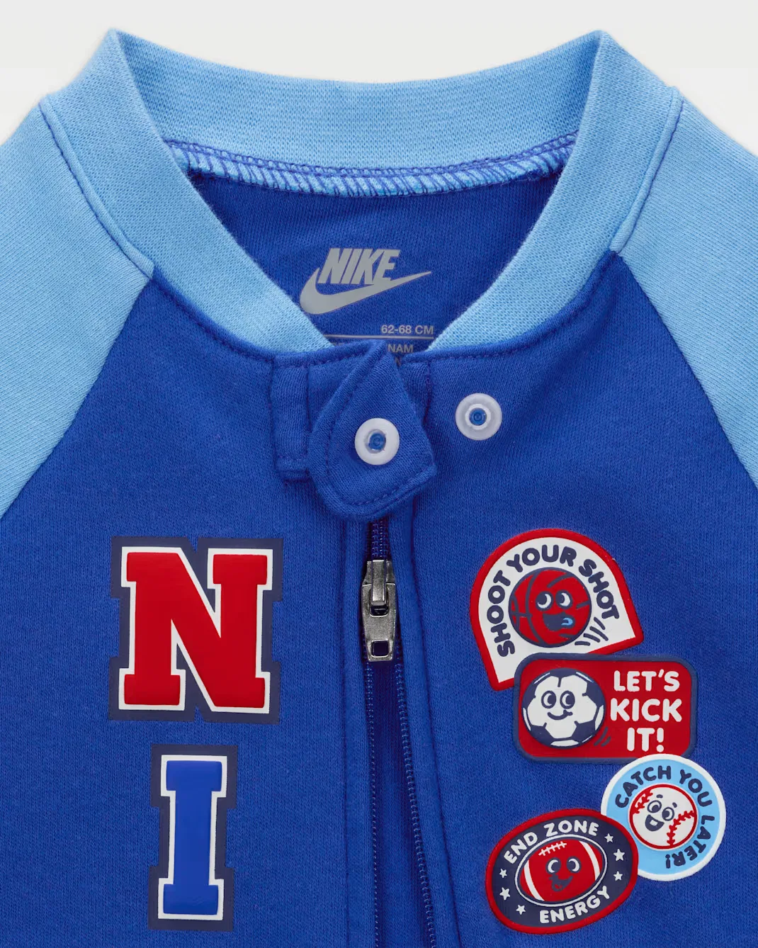 Детский хлопковый комбинезон с закрытыми ножками (0-9 месяцев) Nike Sportswear, Game Royal — фото 3