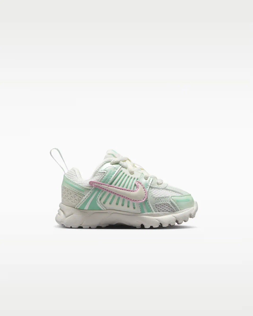 Детская обувь (классические шнурки) Nike Vomero 5, Sail/Pink Foam/Arctic Green/Sail — фото 3