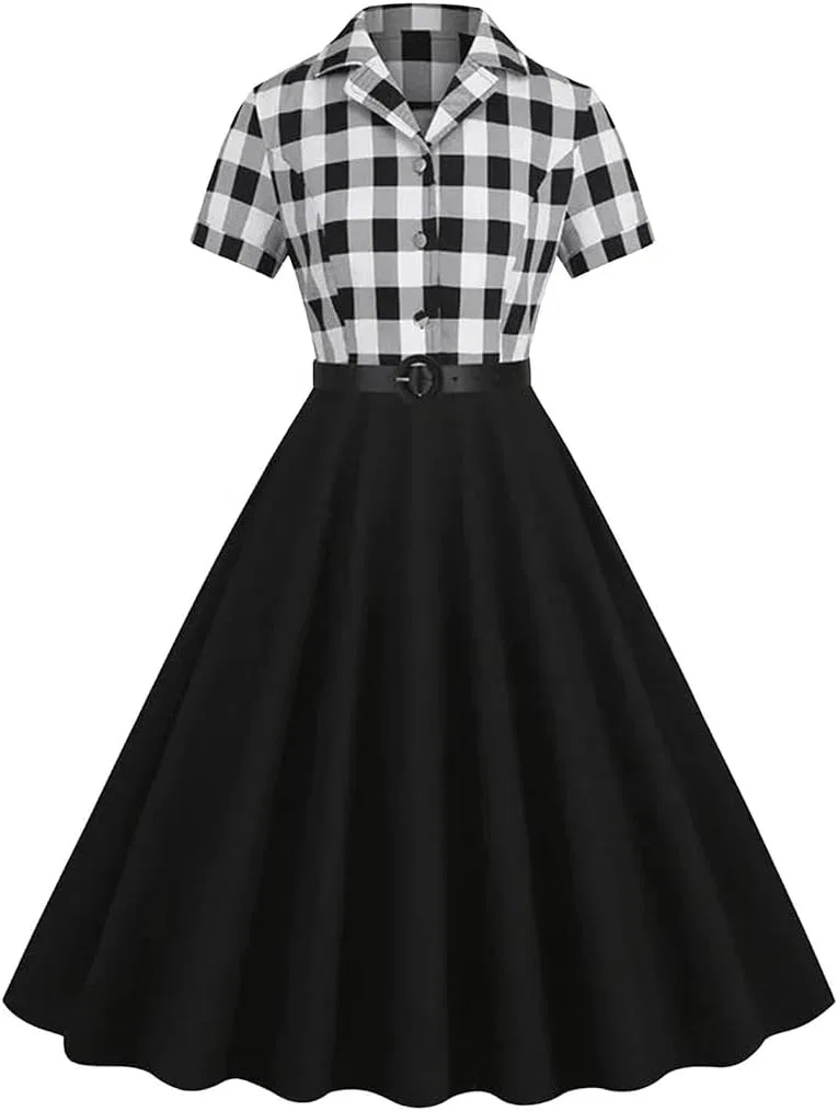 Женское платье-трапеция с коротким рукавом Vintage Collection, 2