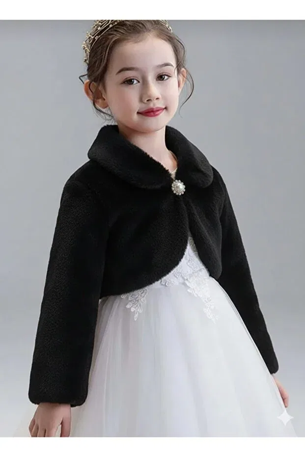Детское пальто-болеро из плюша для девочек Kt Pera Baby, Black
