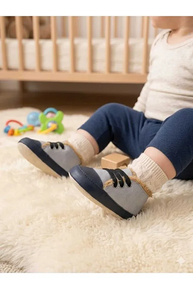 Детские пинетки для новорожденных с принтом Oscar Baby, Gray — фото 2