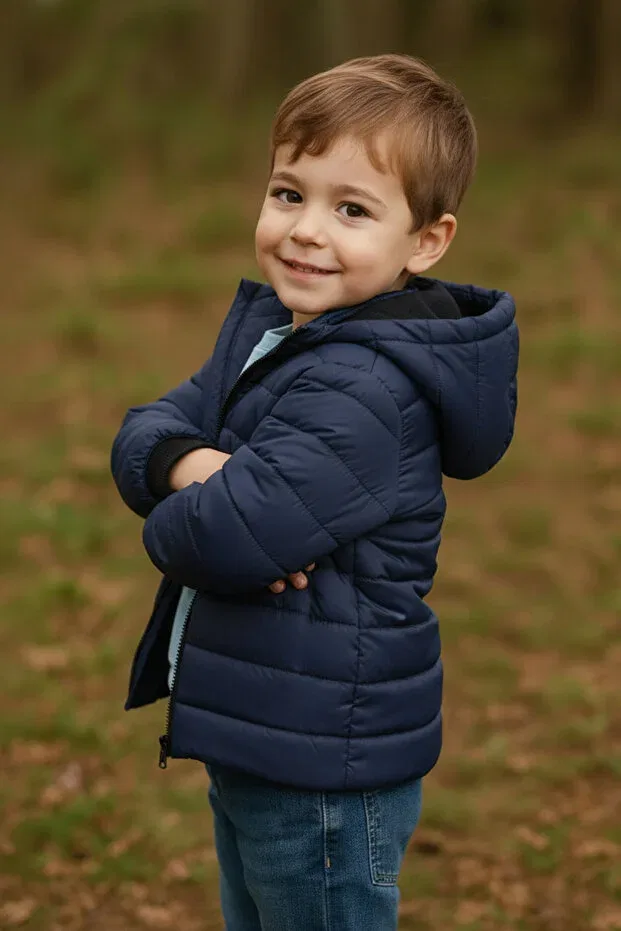 Детское зимнее пальто для девочек водонепроницаемое с капюшоном Jarmo Kids, Navy Blue — фото 2