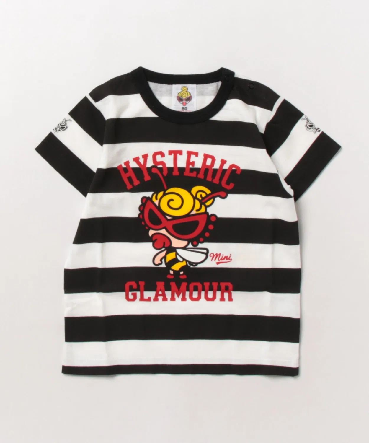 Детская футболка с коротким рукавом в полоску LITTLE BEE HYSTERIC MINI, White