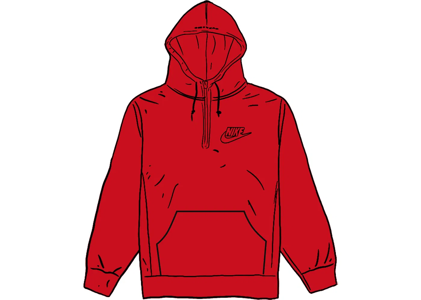 Мужская худи на молнии Supreme Nike Half Zip Hooded Sweatshirt Supreme, Red