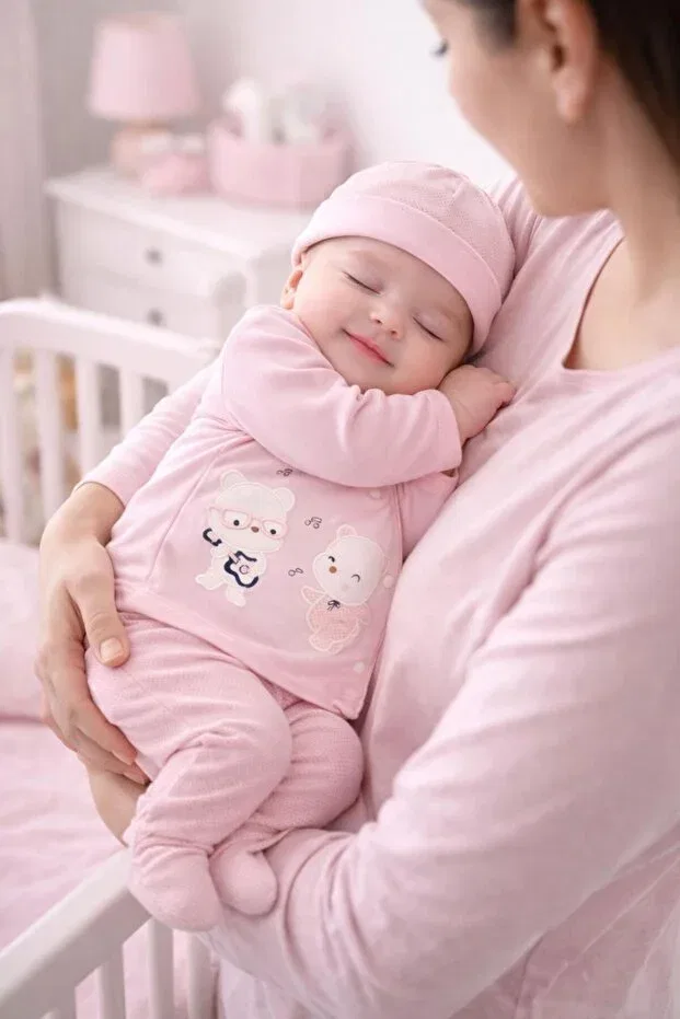 Детский для девочек комплект боди с принтом Bys Baby Fashion, Pembe Müzisyen — фото 2
