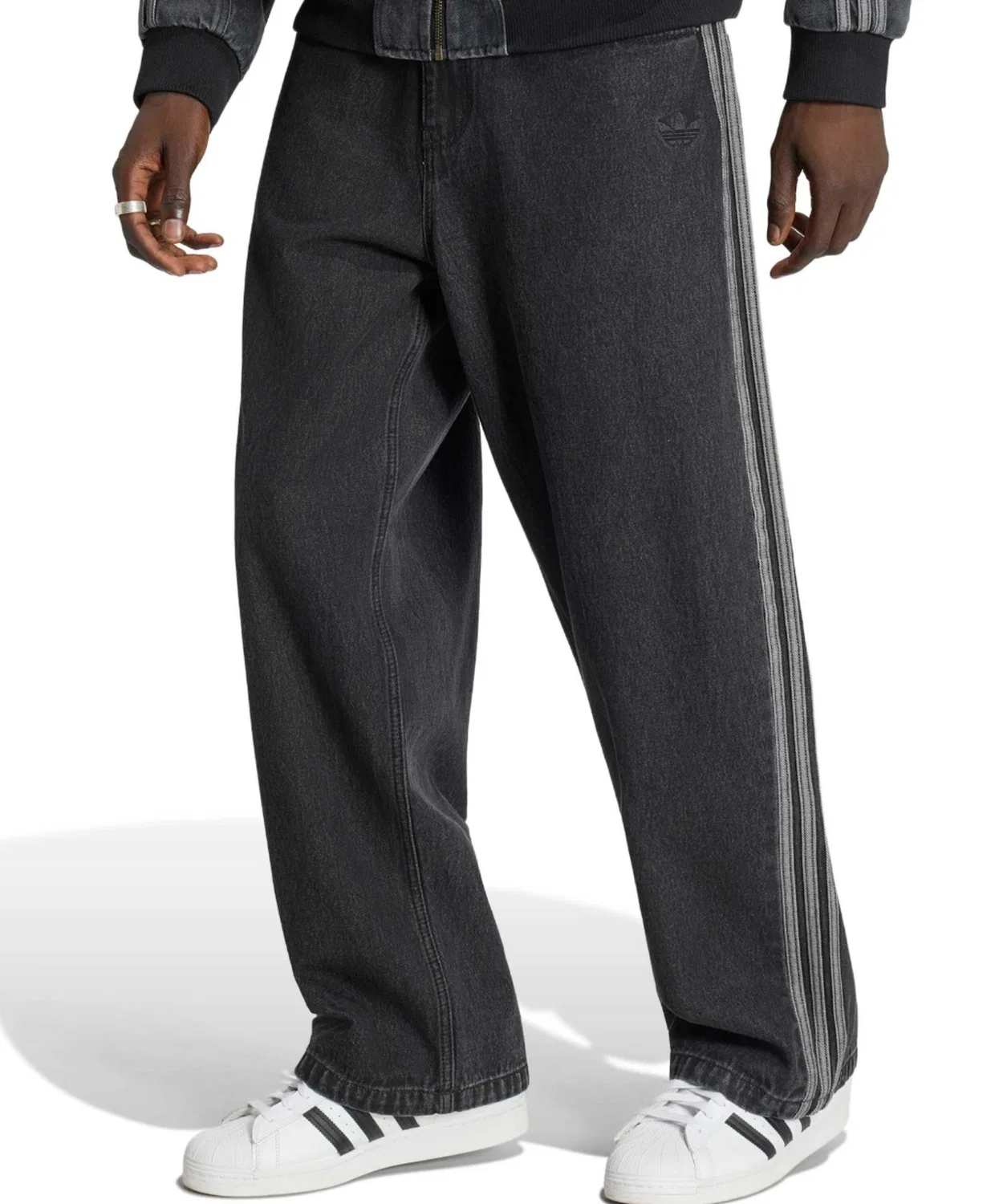 Мужские джинсы с принтом SST Denim Track Pants Adidas, Black — фото 2