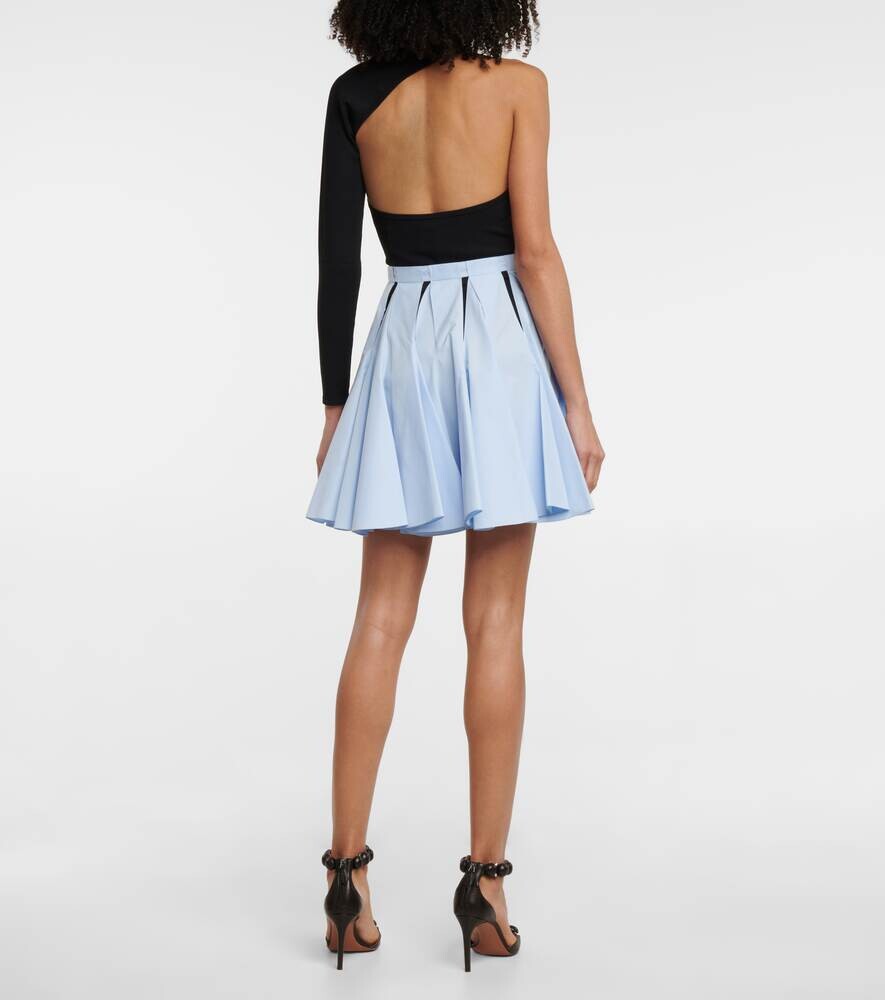 Хлопковая мини-юбка с вырезом и высокой посадкой ALAÏA, синий — фото 3