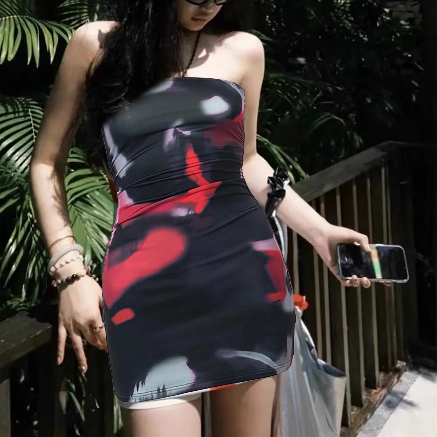 Женское мини-платье с цветочным принтом Bodycon, Blue — фото 3