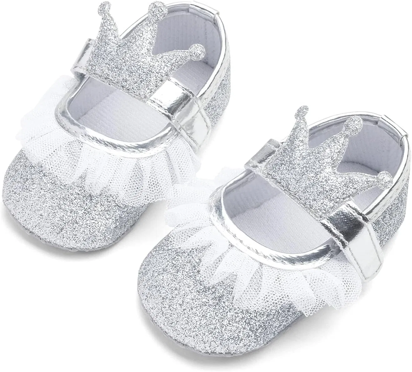 Детские кроссовки для девочек с подсветкой Soft Crown Yarn, Silver — фото 3