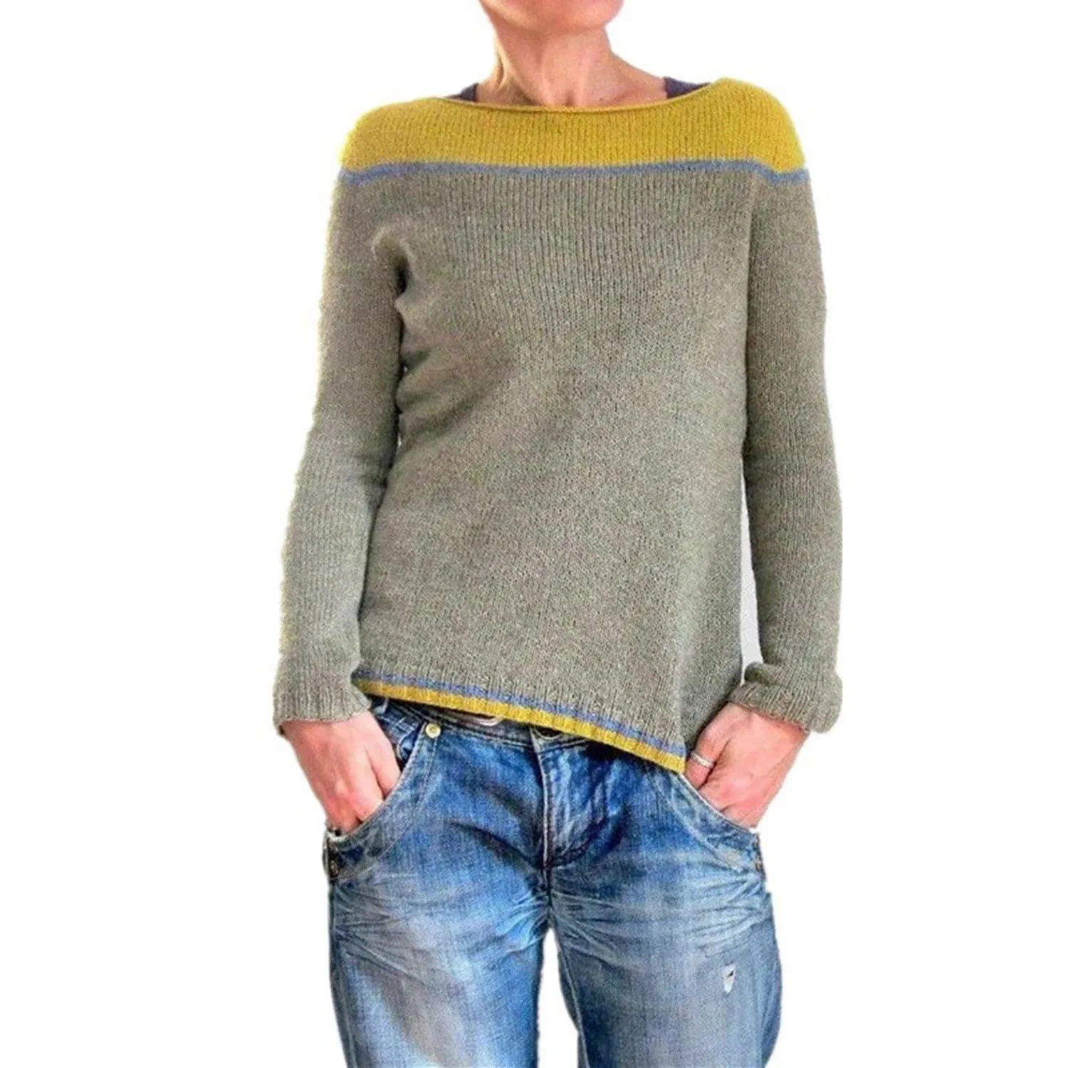 Женский свитер с принтом Fair Isle HUIFUAO, A07 Yellow