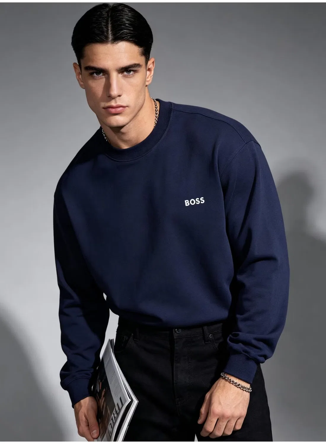 Свитшот с круглым вымрезом Business Casual Commute Daily Outfit Boss, темно-синий — фото 3