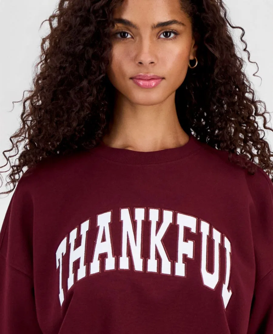 Свитшот с вышивкой Thankful Hooked Up by IOT, Windsor Wine — фото 2