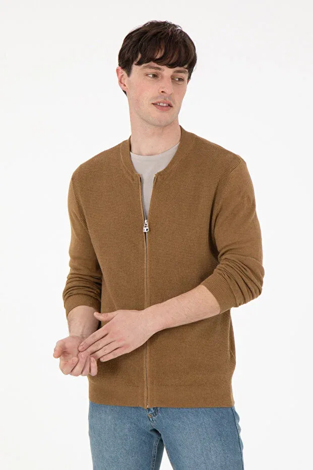 Мужской кардиган из хлопка Basics U.S. Polo Assn., Khaki Melange