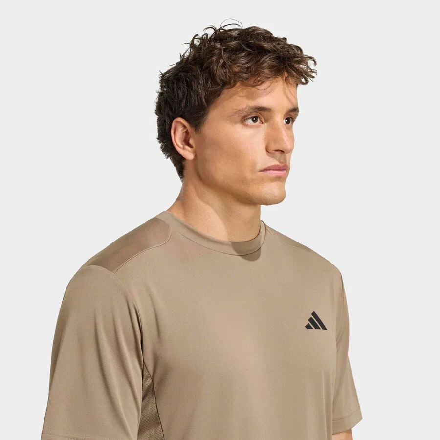 Спортивная футболка ADIDAS PERFORMANCE темно-бежевого цвета — фото 3