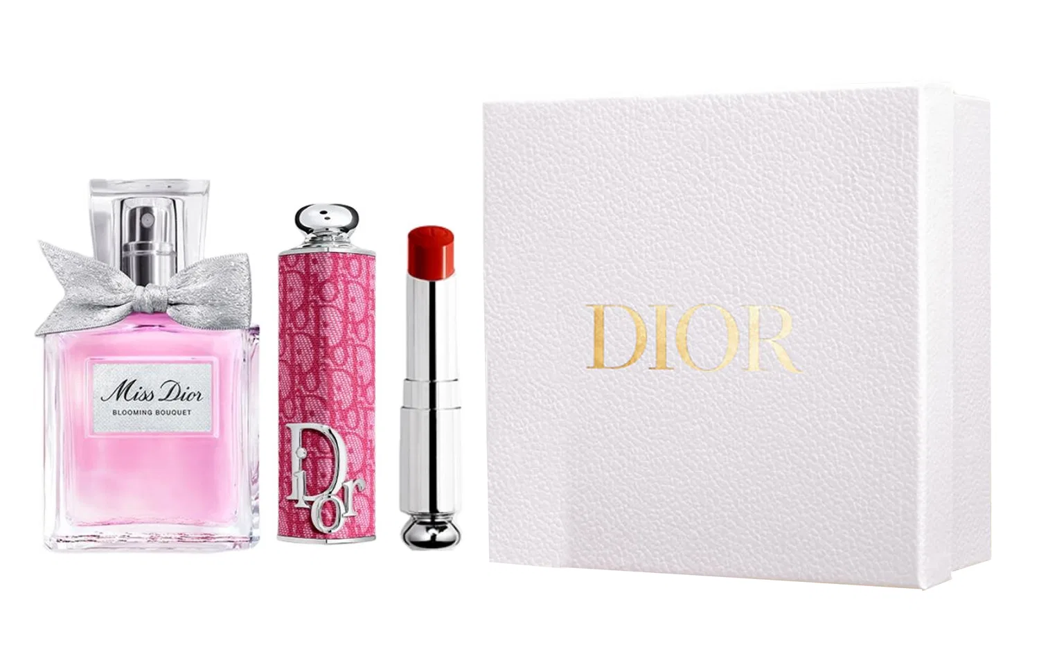 Женский парфюмерный набор Miss Dior Floral Eau De Parfum 30ml + Hypnotic Lipstick #740, DIOR, Fuchsia Print Shell