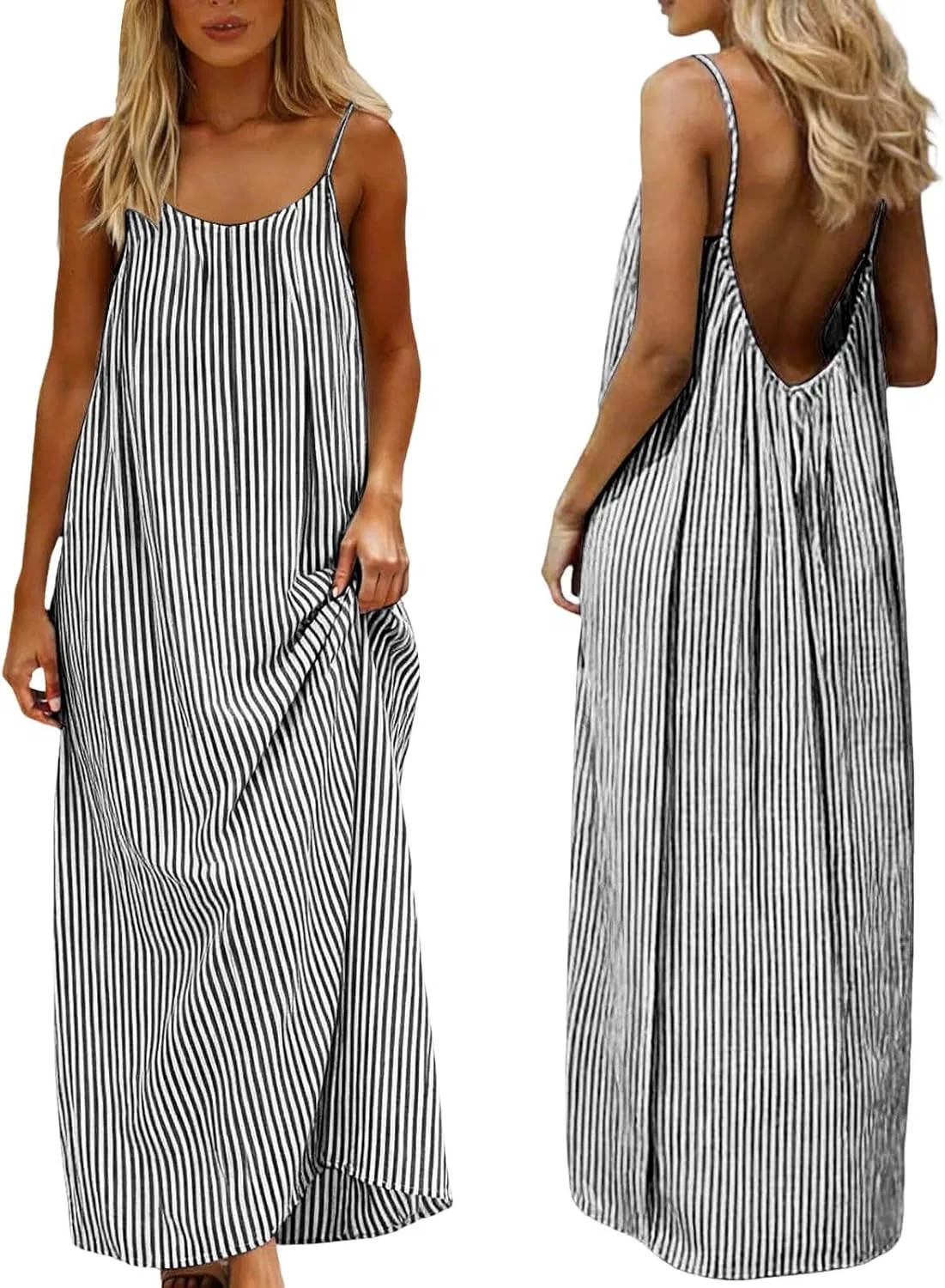 Женское повседневное платье с открытой спиной, Maxi, Grey