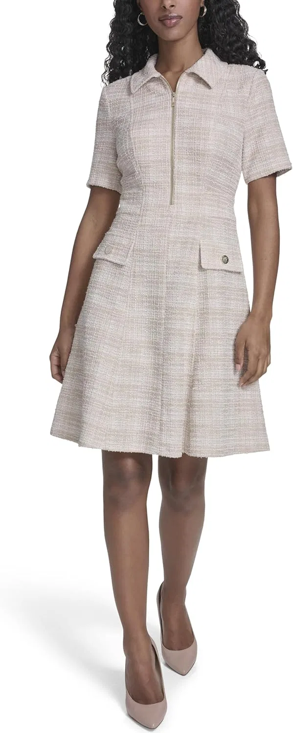 Женское платье-футляр с воротником и застежкой-молнией Tommy Hilfiger, Khaki/Ivory — фото 2