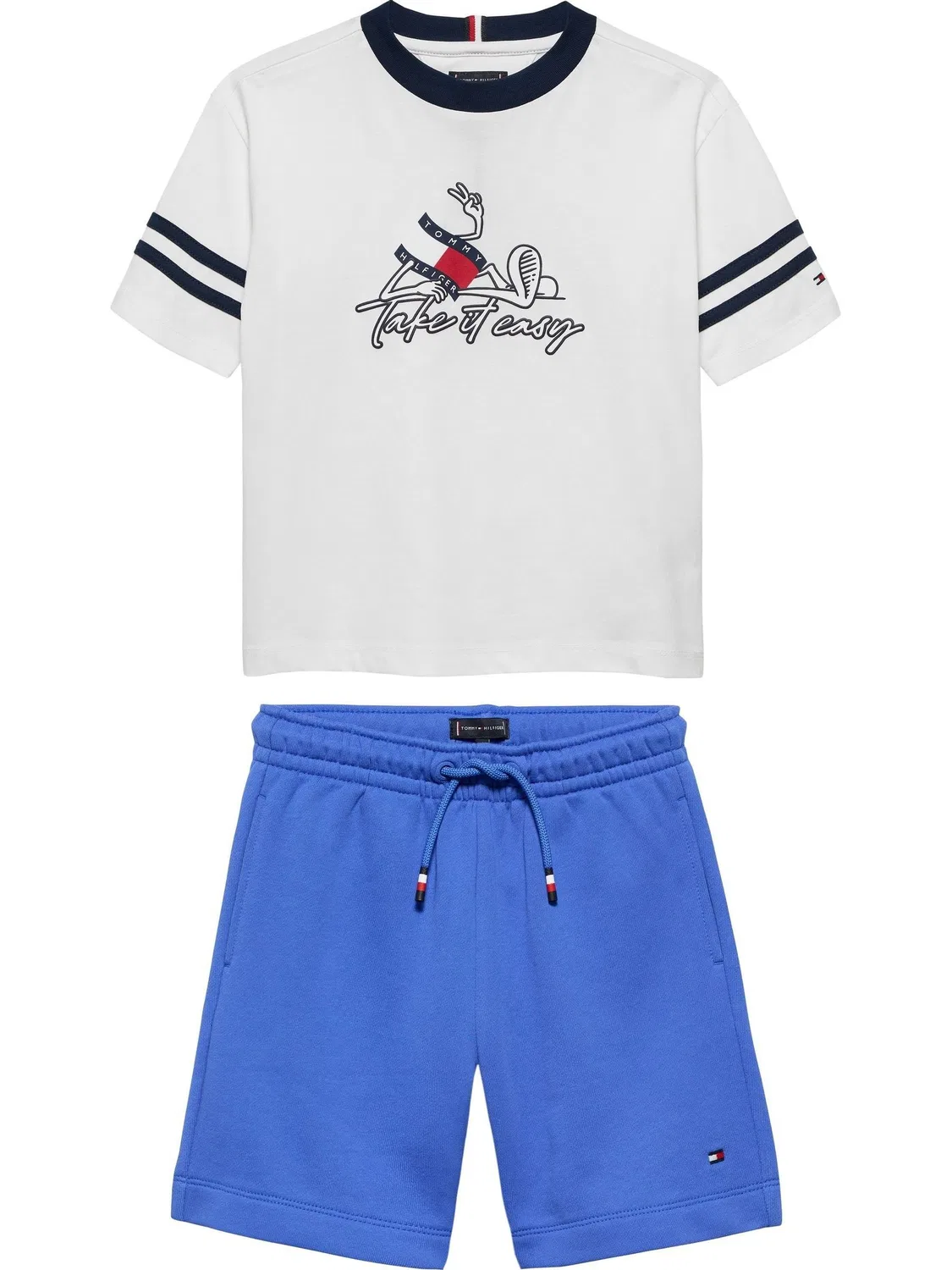 Комплект из футболки и шорт, с волновым графическим принтом Tommy Hilfiger, синий