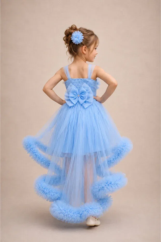 Детское платье для девочек с открытыми плечами Party Atlas Kids, Blue — фото 3
