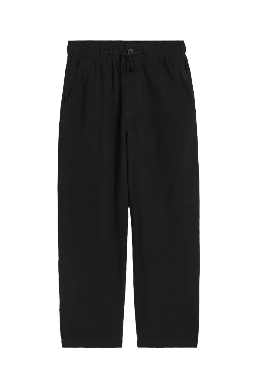 

Брюки H&M Loose Fit Linen-blend, черный
