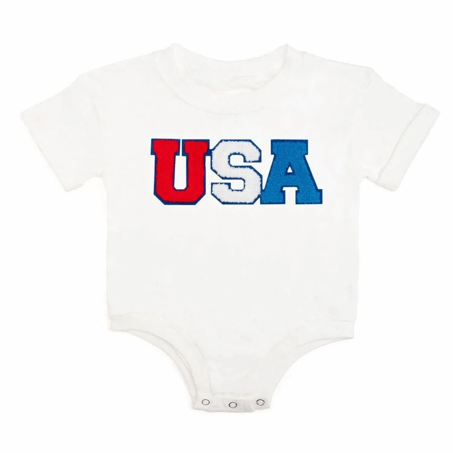 Детский боди-комбинезон для девочек с коротким рукавом и нашивкой USA Patch SWEET wink, White