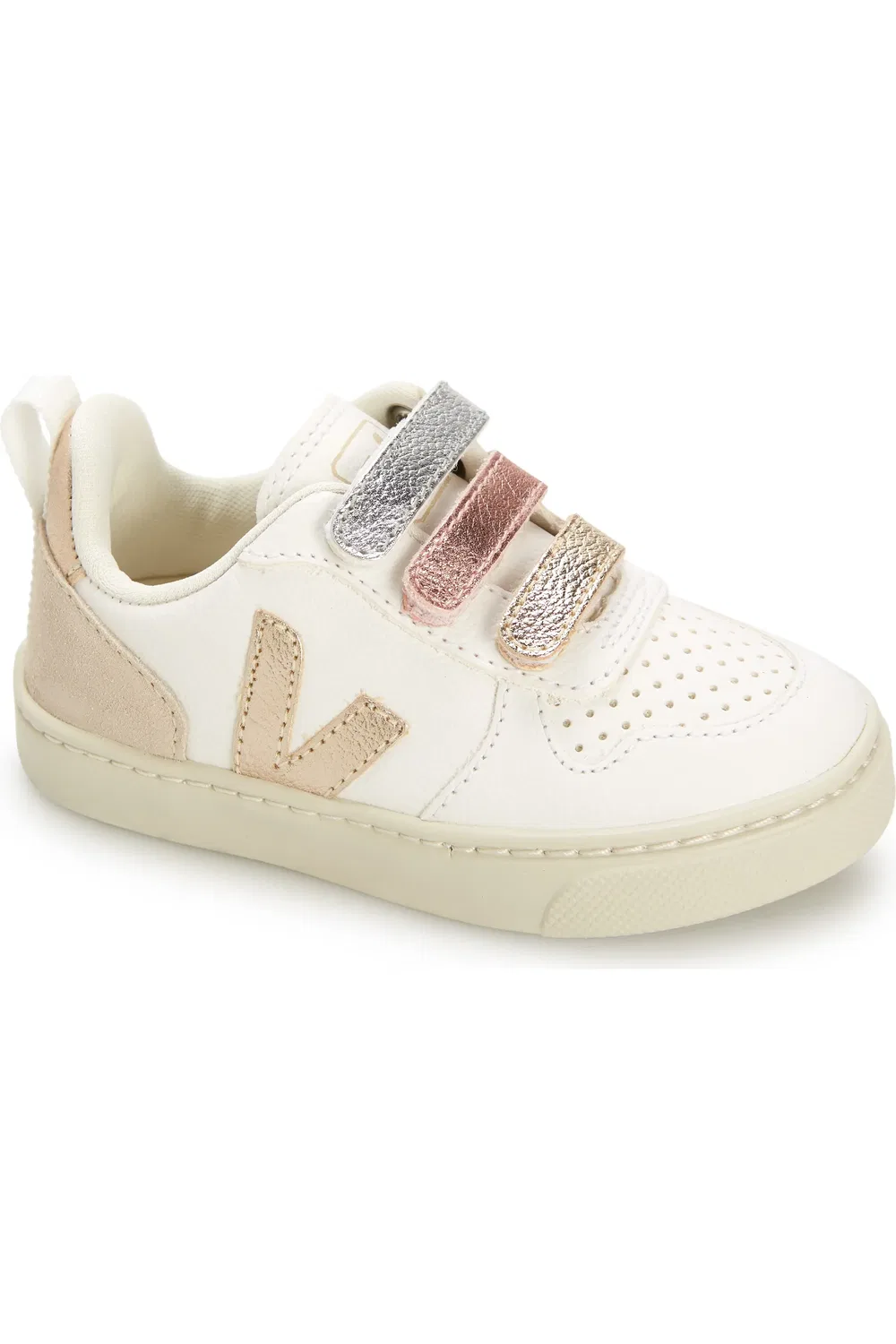 Детские кеды на липучках V-10 Veja, Multico Extra White Shiny
