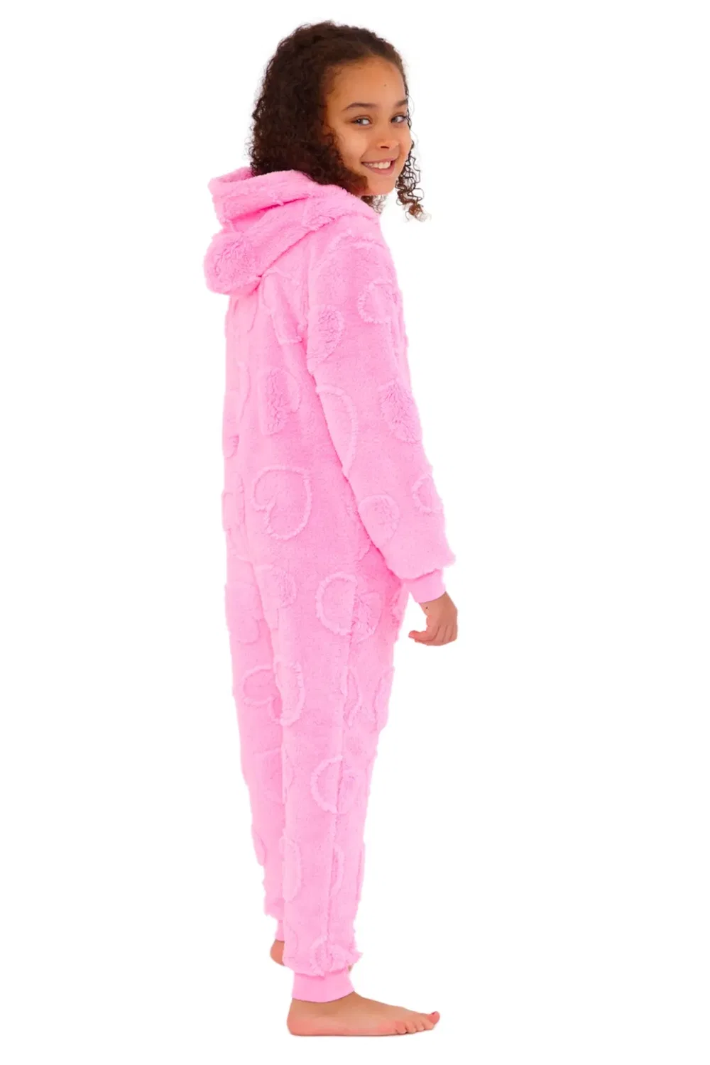 Детский флисовый боди-комбинезон с принтом Heart Cozy N Dozy, Pink — фото 3