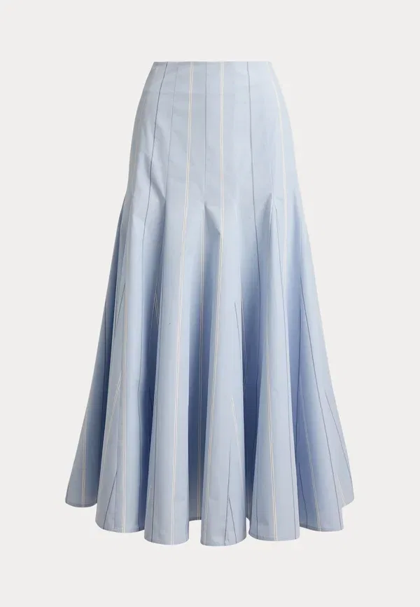 Юбка хлопковая Striped cotton a-line skirt Polo Ralph Lauren, Light Blue, светло-голубой — фото 4